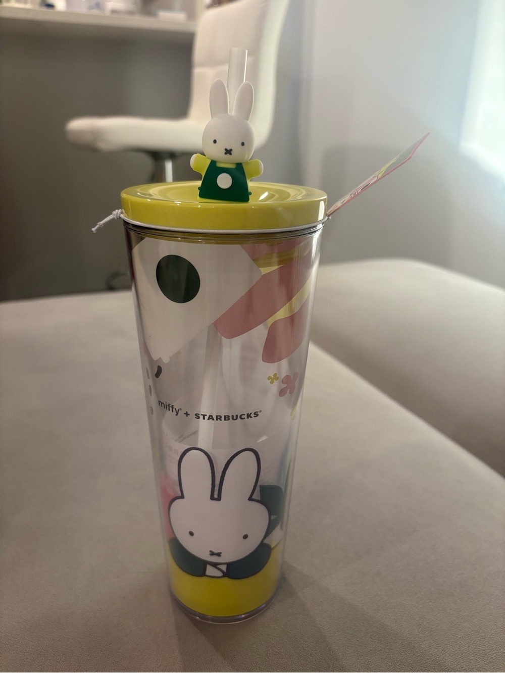 Starbucks Green & Yellow Miffy Bunny Tumbler with Straw